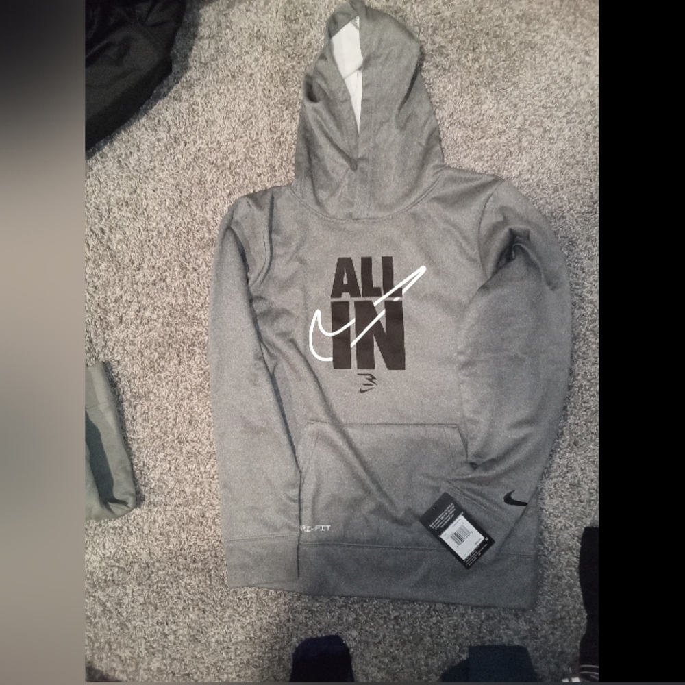 Nike Gray Hoodie with Black and White Logo
